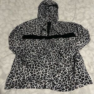 Leopard Print rain jacket with Black drawstrings